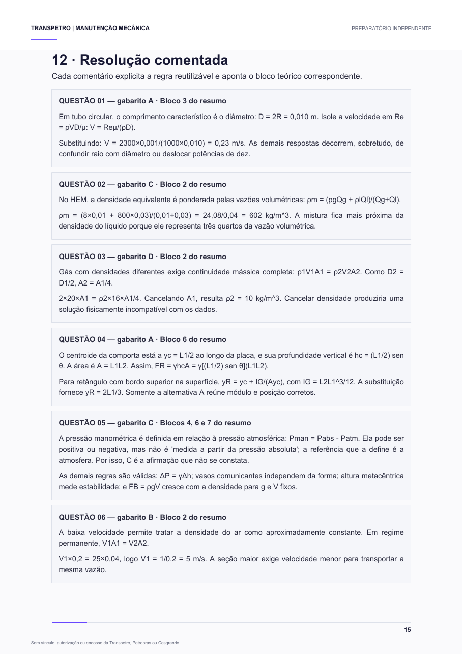 Resolução comentada — Manutenção Mecânica